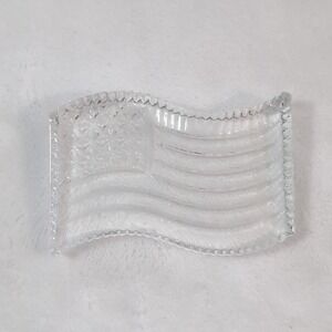 Waterford Crystal American Flag Paperweight Clear Waving Stars and Stripes